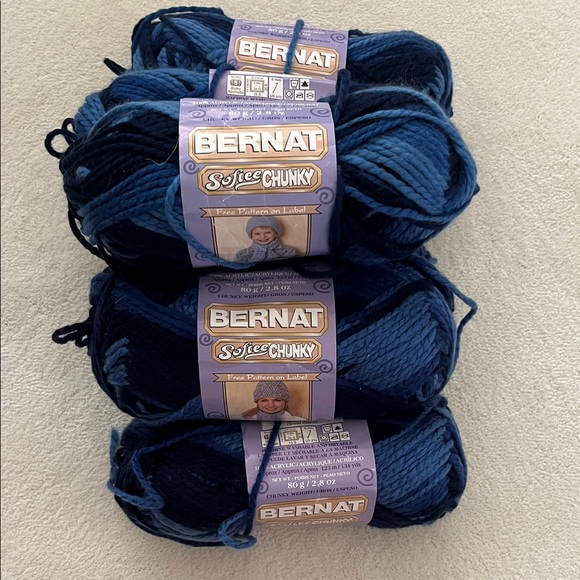 Bernat Other - Bernat Softee Chunky Yarn in Denim Ombré, 6 Skeins